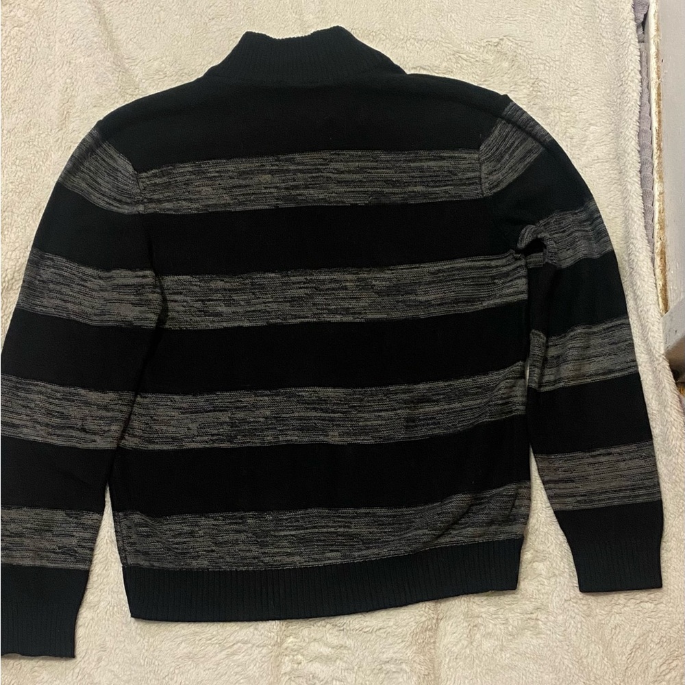 American Rag Black and Gray Zip-Up Sweater - Picture 2 of 4